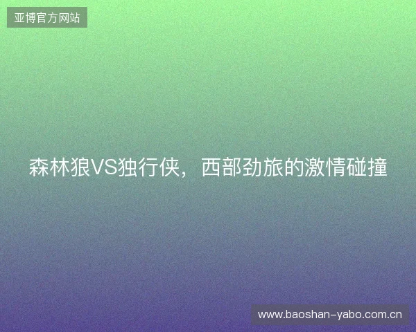 森林狼VS独行侠，西部劲旅的激情碰撞